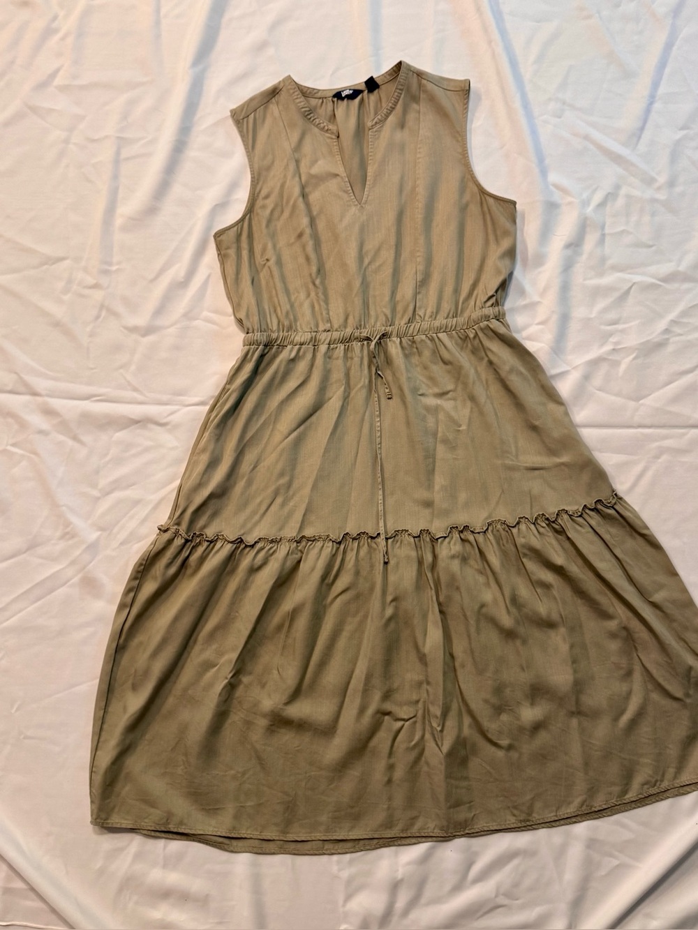 Lands’ End Sleeveless Midi Dress – Olive Green – Size L